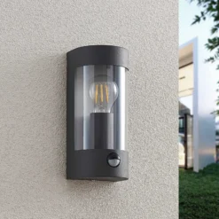 Lindby Außenwandlampe Junias, 24 cm, anthrazit, Sensor