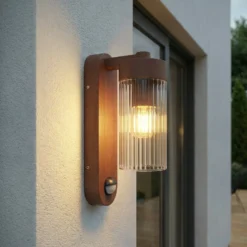 Lindby Außenwandlampe Kaliro, rost, 24 cm, IP54, Sensor
