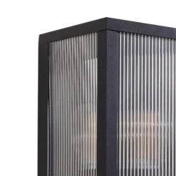 Lindby Außenwandlampe Peldar anthrazit/geriffelt 26cm Sensor