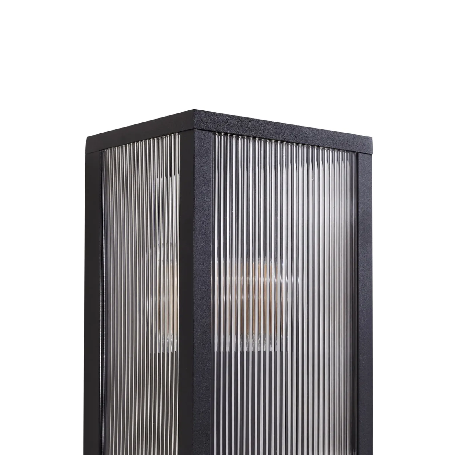 Lindby Außenwandlampe Peldar anthrazit/geriffelt 26cm Sensor