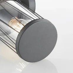Lindby Außenwandlampe Yonan, Höhe 34 cm, anthrazit, Sensor