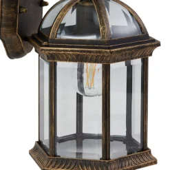 Lindby Außenwandleuchte Adelisa, gold antik, Alu, Höhe 39 cm