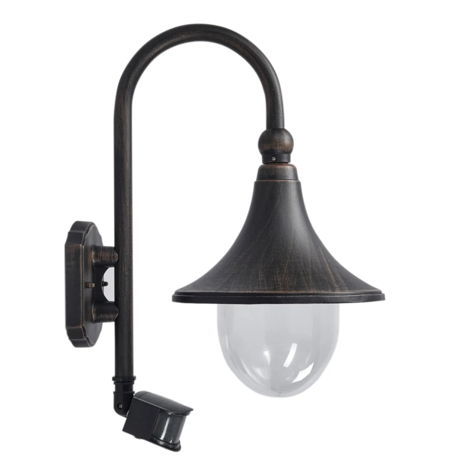 Lindby Außenwandleuchte Daphne, antikschwarz, Sensor, E27