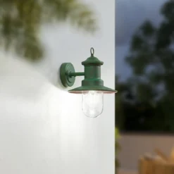 Lindby Außenwandleuchte Eloretta, 22 cm, grün, Glas, Stahl