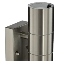 Lindby Außenwandleuchte Eyrin, Höhe 22 cm, Edelstahl, Sensor