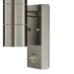 Lindby Außenwandleuchte Eyrin, Höhe 22 cm, Edelstahl, Sensor
