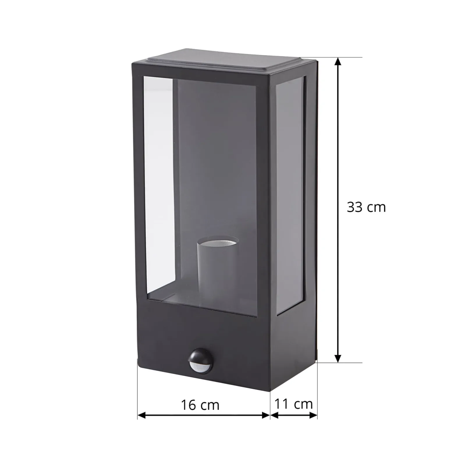 Lindby Außenwandleuchte Ilana, schwarz, Sensor, IP44, E27
