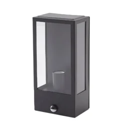 Lindby Außenwandleuchte Ilana, schwarz, Sensor, IP44, E27