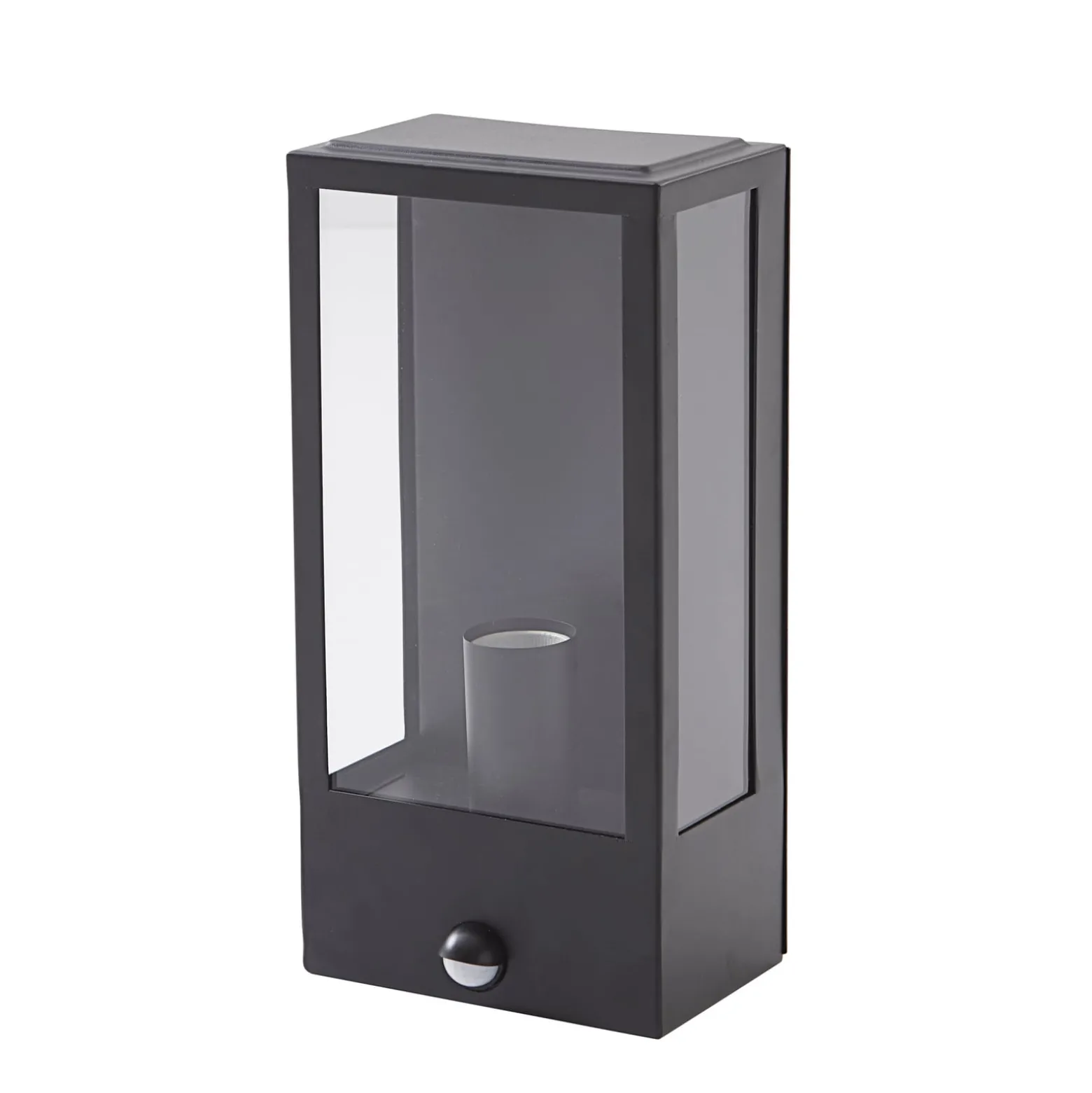 Lindby Außenwandleuchte Ilana, schwarz, Sensor, IP44, E27