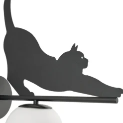 Lindby Außenwandleuchte Katti, Metall, schwarz, IP44, Katze