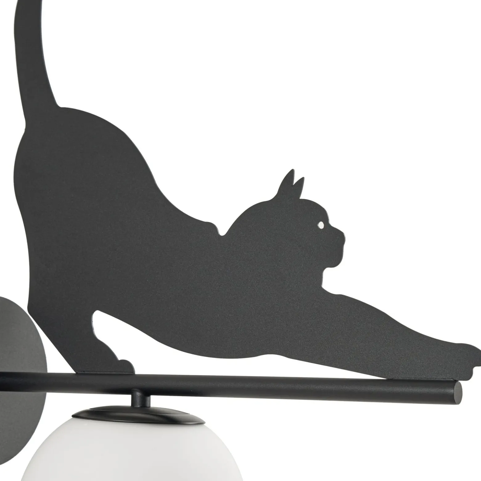 Lindby Außenwandleuchte Katti, Metall, schwarz, IP44, Katze