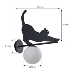 Lindby Außenwandleuchte Katti, Metall, schwarz, IP44, Katze