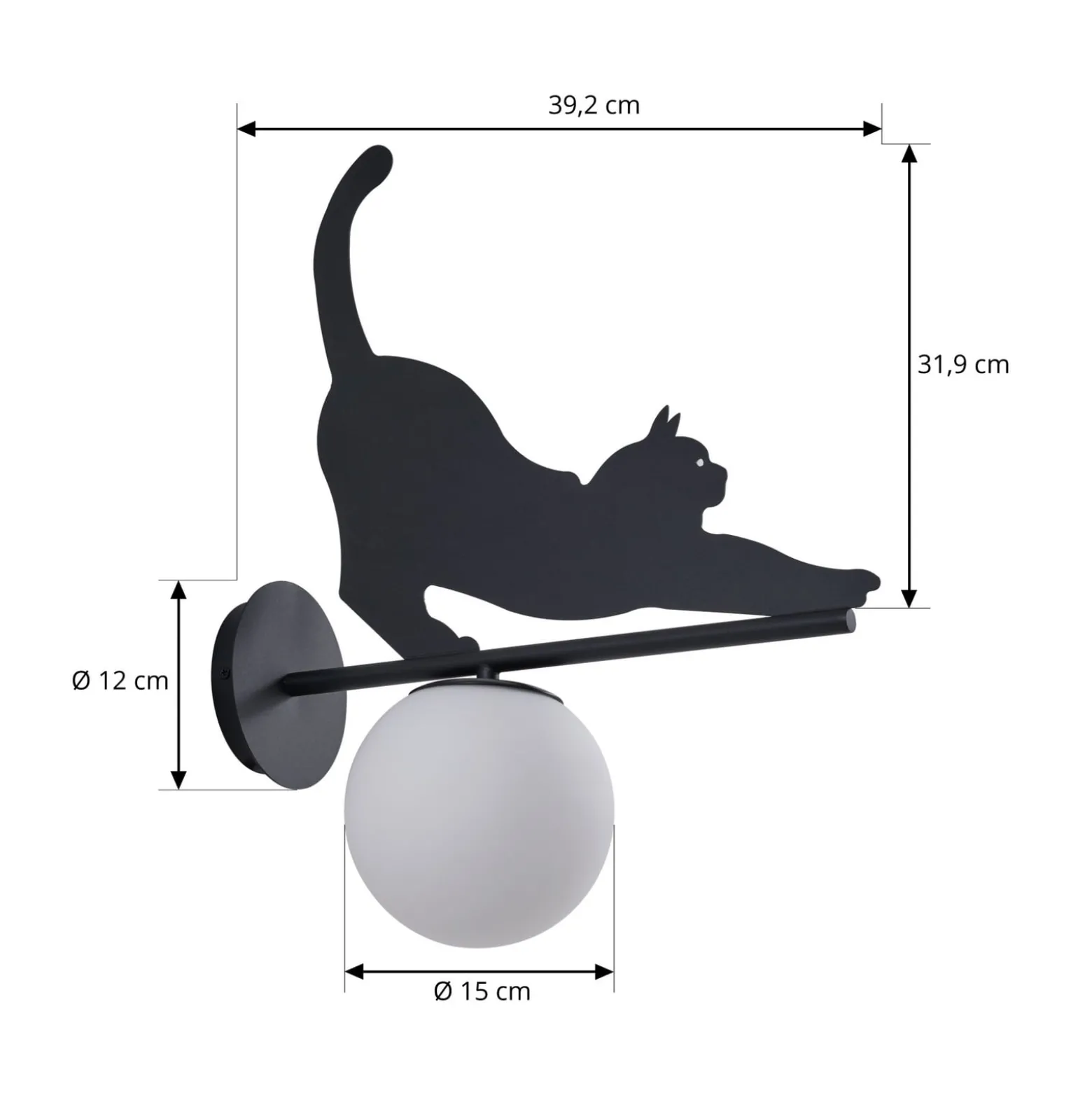 Lindby Außenwandleuchte Katti, Metall, schwarz, IP44, Katze