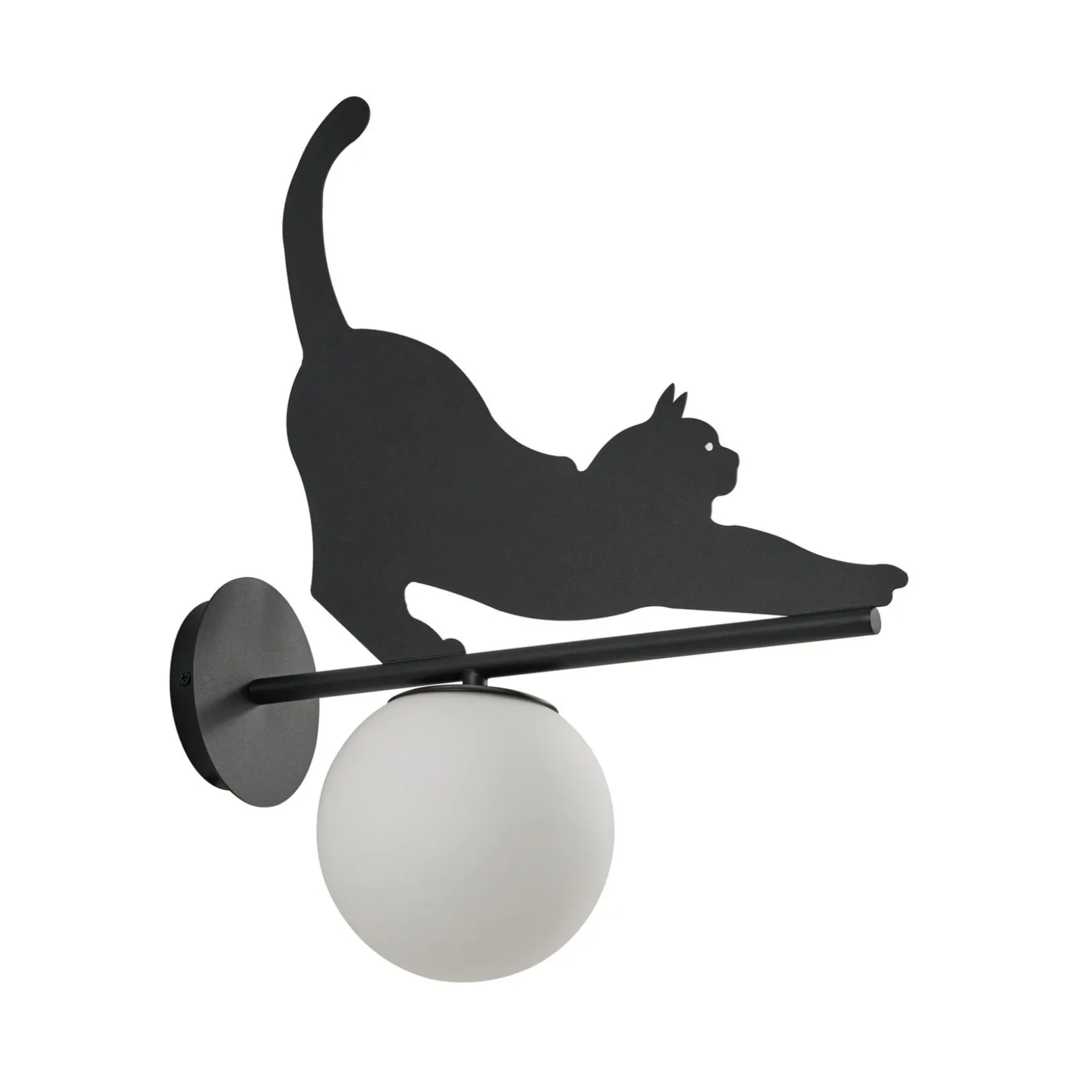 Lindby Außenwandleuchte Katti, Metall, schwarz, IP44, Katze