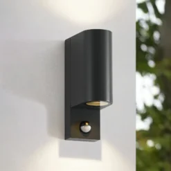 Lindby Außenwandleuchte Palina, Sensor, IP44, anthrazit