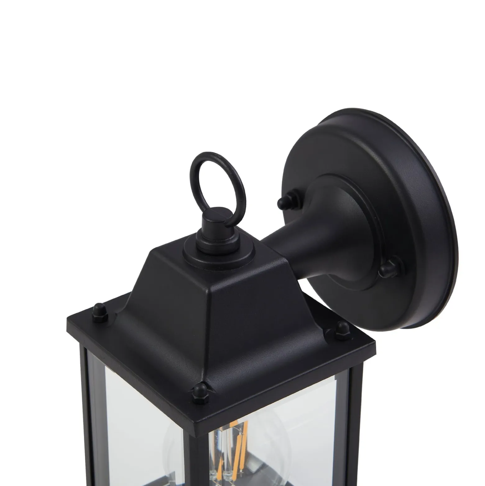 Lindby Außenwandleuchte Rurik, schwarz, Glas, Aluminium, E27