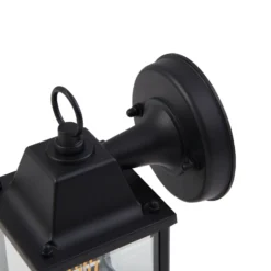 Lindby Außenwandleuchte Rurik, schwarz, Glas, Aluminium, E27