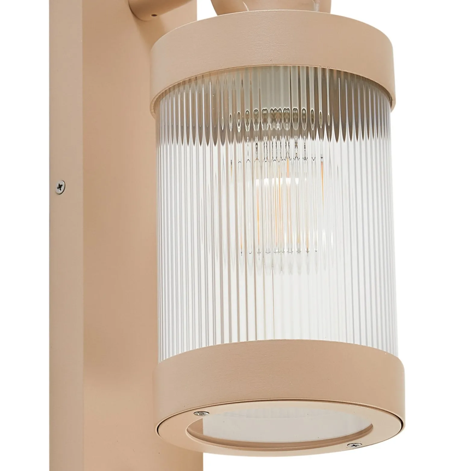Lindby Außenwandleuchte Yrene, 20 cm, beige, Sensor, Riffle