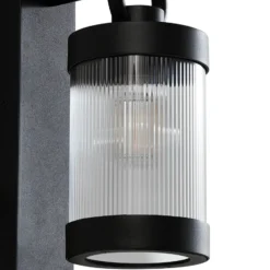 Lindby Außenwandleuchte Yrene, 20cm, schwarz, Sensor, Riffle