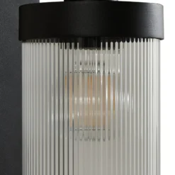 Lindby Außenwandleuchte Yrene, 20cm, schwarz, Sensor, Riffle