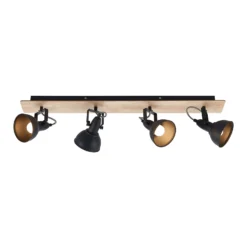 Lindby Aylis Deckenlampe, 4-flg., 82 cm, schwarz, Holz, E14