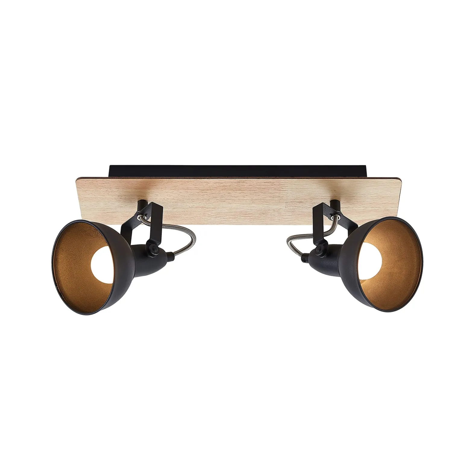 Lindby Deckenlampe Aylis, 2-flg., 40 cm, schwarz, Holz, E14