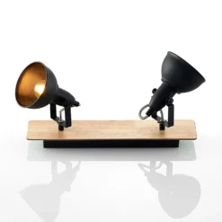 Lindby Deckenlampe Aylis, 2-flg., 40 cm, schwarz, Holz, E14