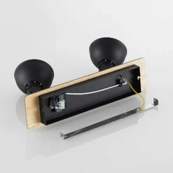 Lindby Deckenlampe Aylis, 2-flg., 40 cm, schwarz, Holz, E14