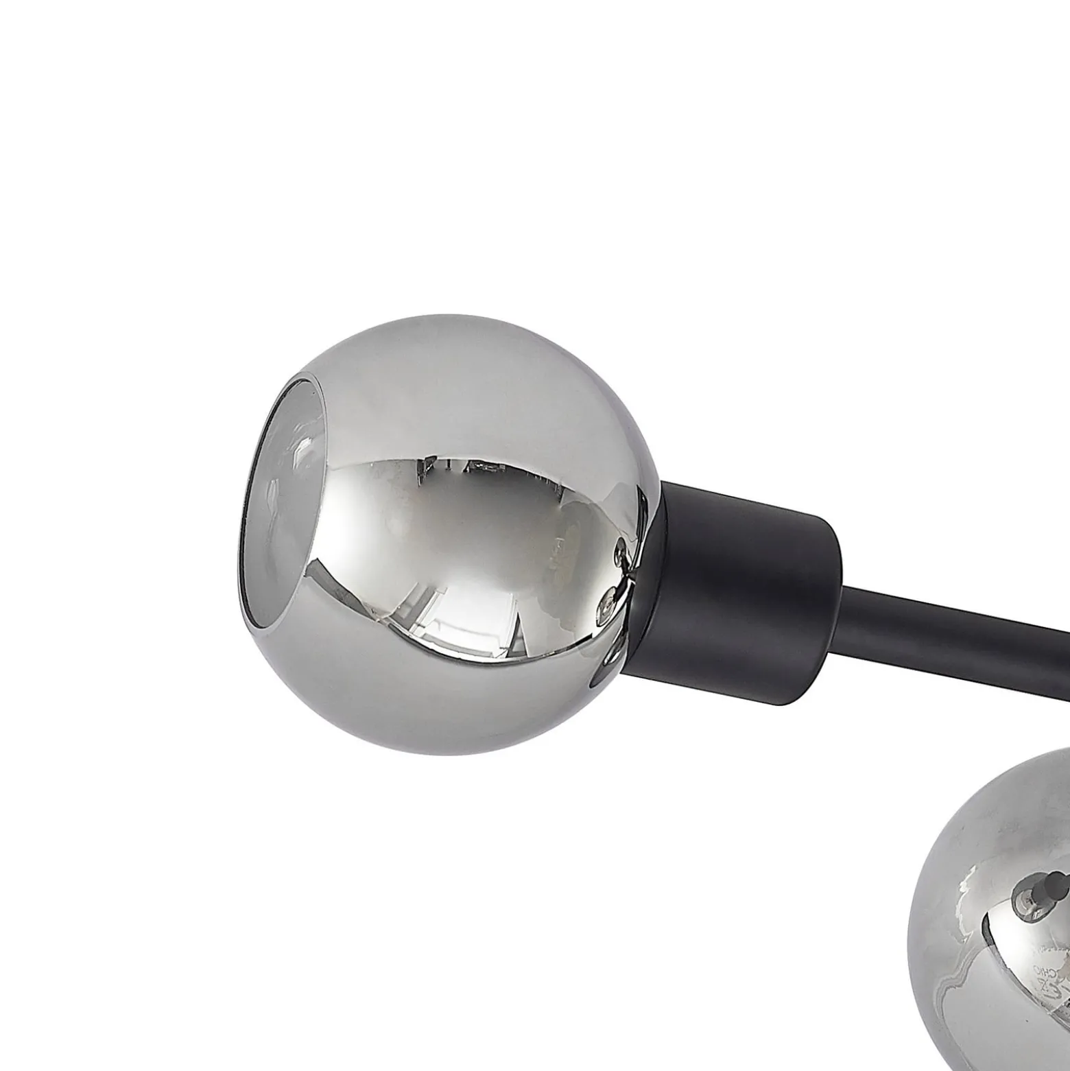 Lindby Deckenlampe Biscala, 5-flg., schwarz/rauch, E14