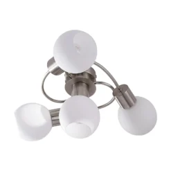 Lindby Deckenlampe Ciala, 4-flammig, nickelfarben, Glas, E14