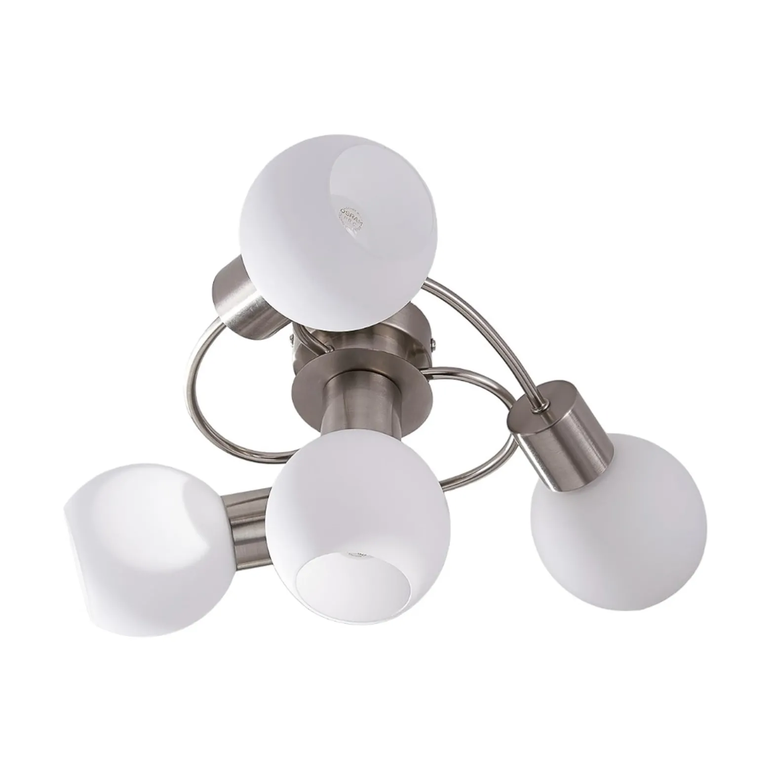 Lindby Deckenlampe Ciala, 4-flammig, nickelfarben, Glas, E14