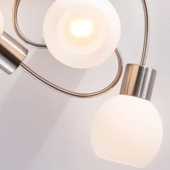 Lindby Deckenlampe Ciala, 4-flammig, nickelfarben, Glas, E14