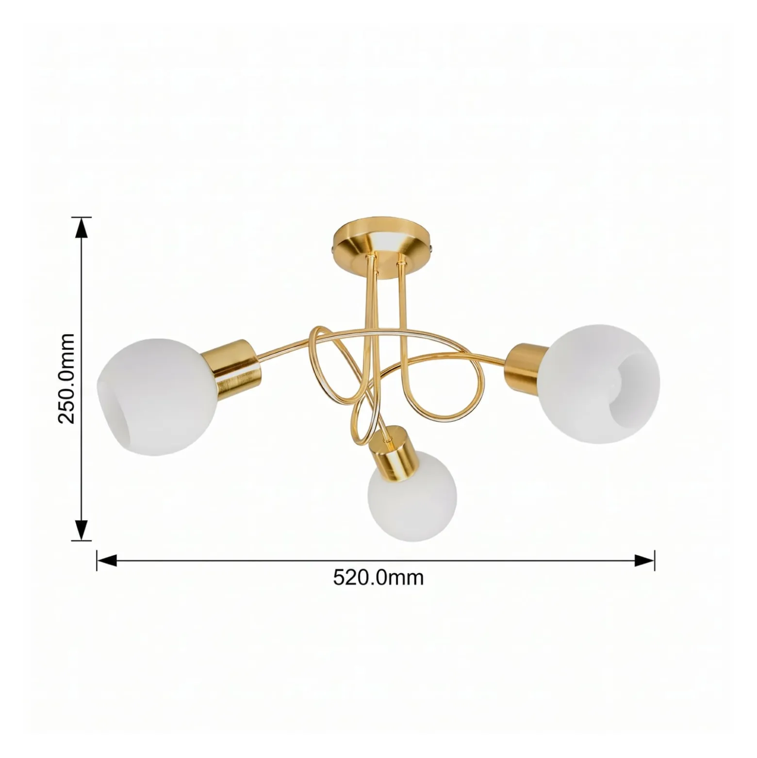 Lindby Deckenlampe Elaina, Ø52cm, 3-flg., messing, Glas, E14