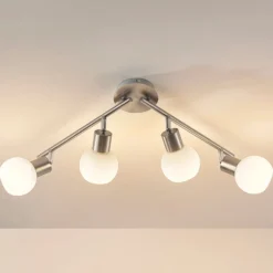 Lindby Deckenlampe Elaina, 70 cm, 4-flg., nickel, Glas, E14