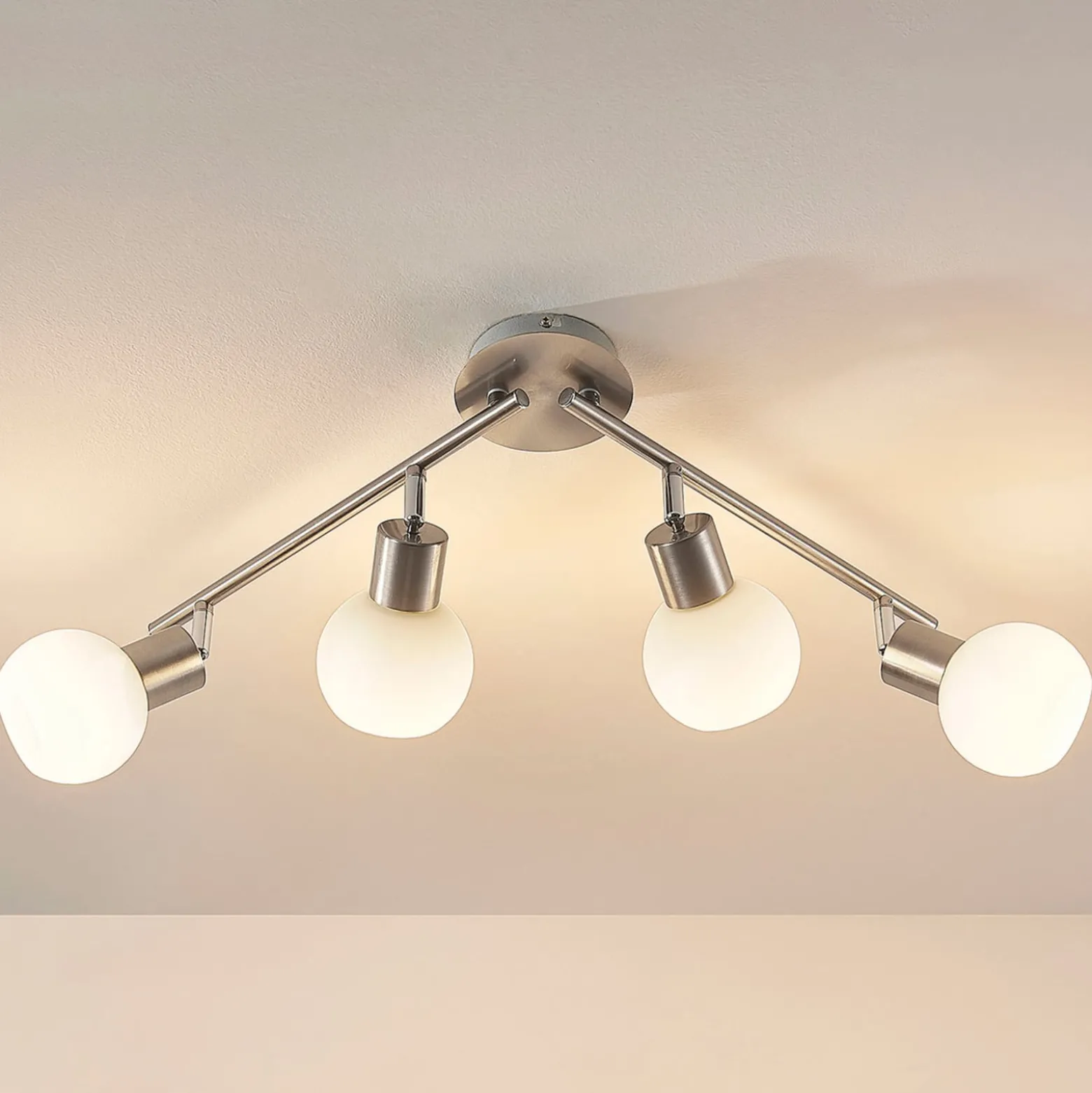 Lindby Deckenlampe Elaina, 70 cm, 4-flg., nickel, Glas, E14