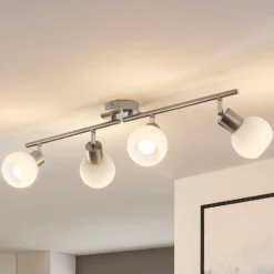 Lindby Deckenlampe Elaina, 70 cm, 4-flg., nickel, Glas, E14