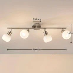 Lindby Deckenlampe Elaina, 70 cm, 4-flg., nickel, Glas, E14