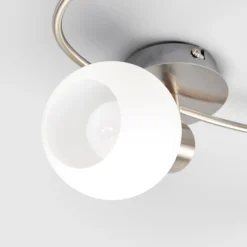 Lindby Deckenlampe Elaina, 50 cm, 3-flg., nickel, Glas, E14