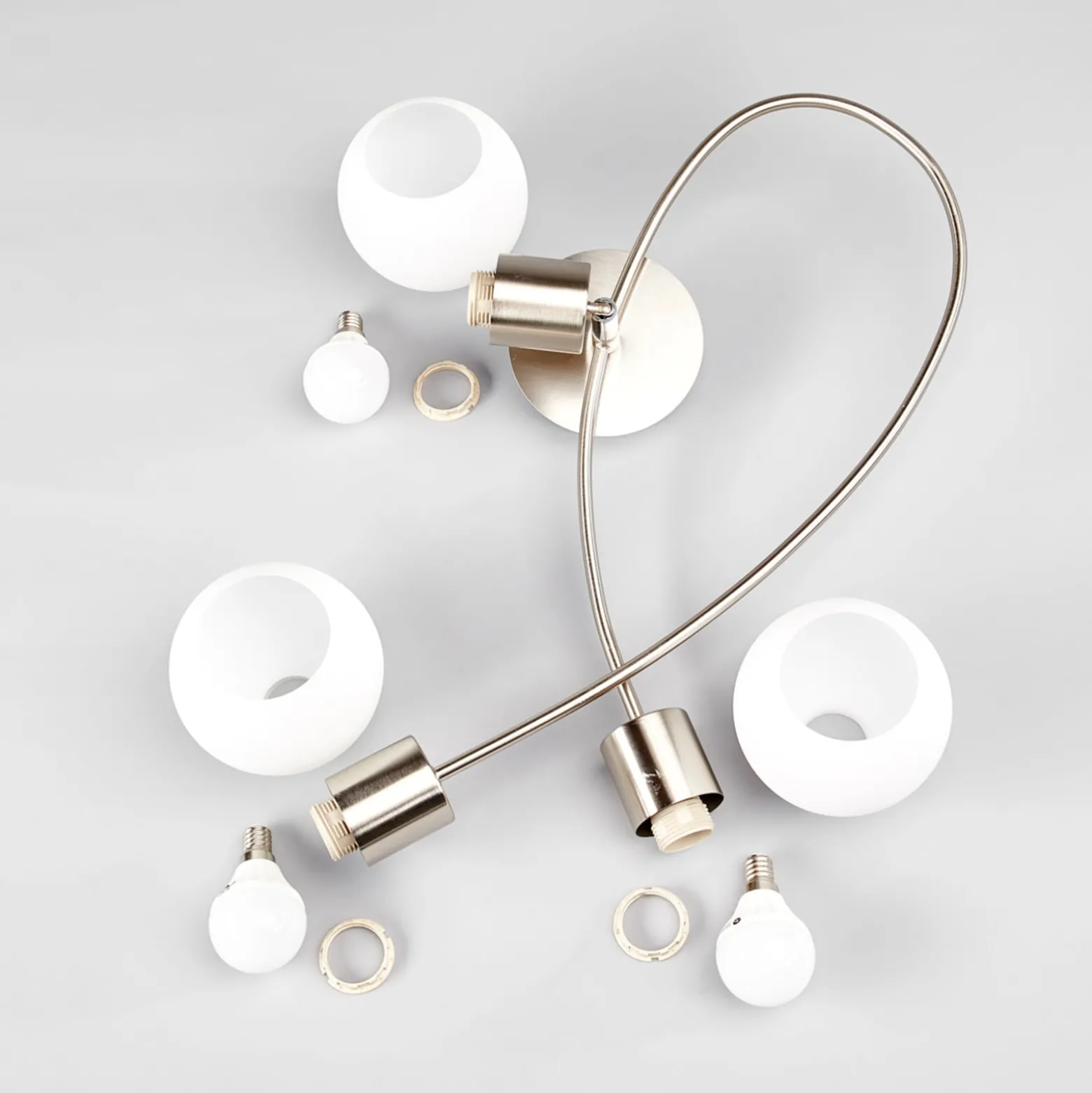 Lindby Deckenlampe Elaina, 50 cm, 3-flg., nickel, Glas, E14