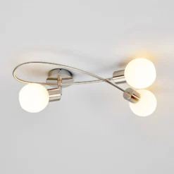 Lindby Deckenlampe Elaina, 50 cm, 3-flg., nickel, Glas, E14