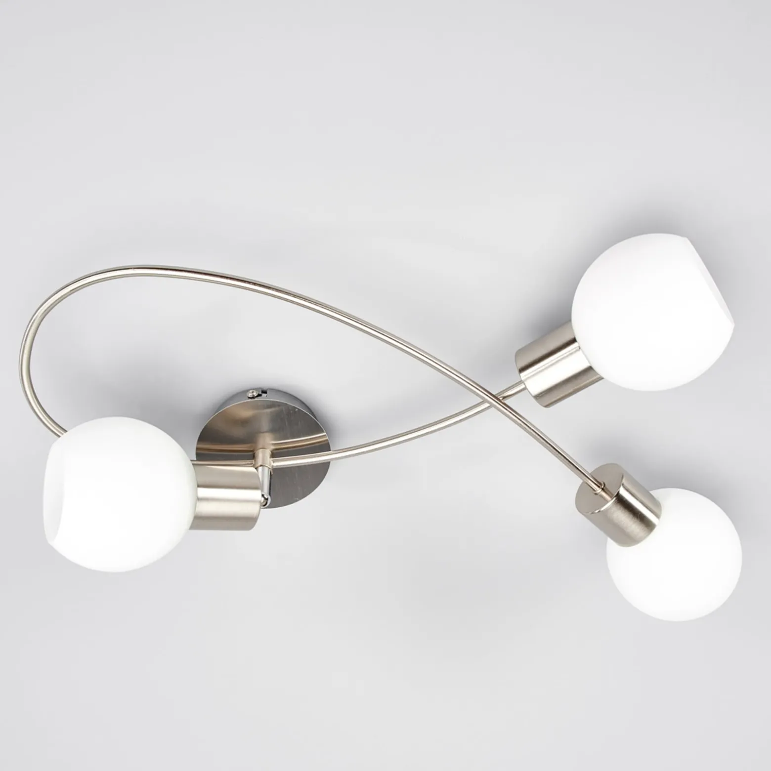 Lindby Deckenlampe Elaina, 50 cm, 3-flg., nickel, Glas, E14