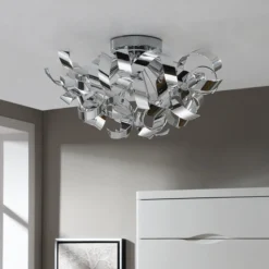 Lindby Deckenlampe Elviro, Ø 50 cm, chromfarben, Metall