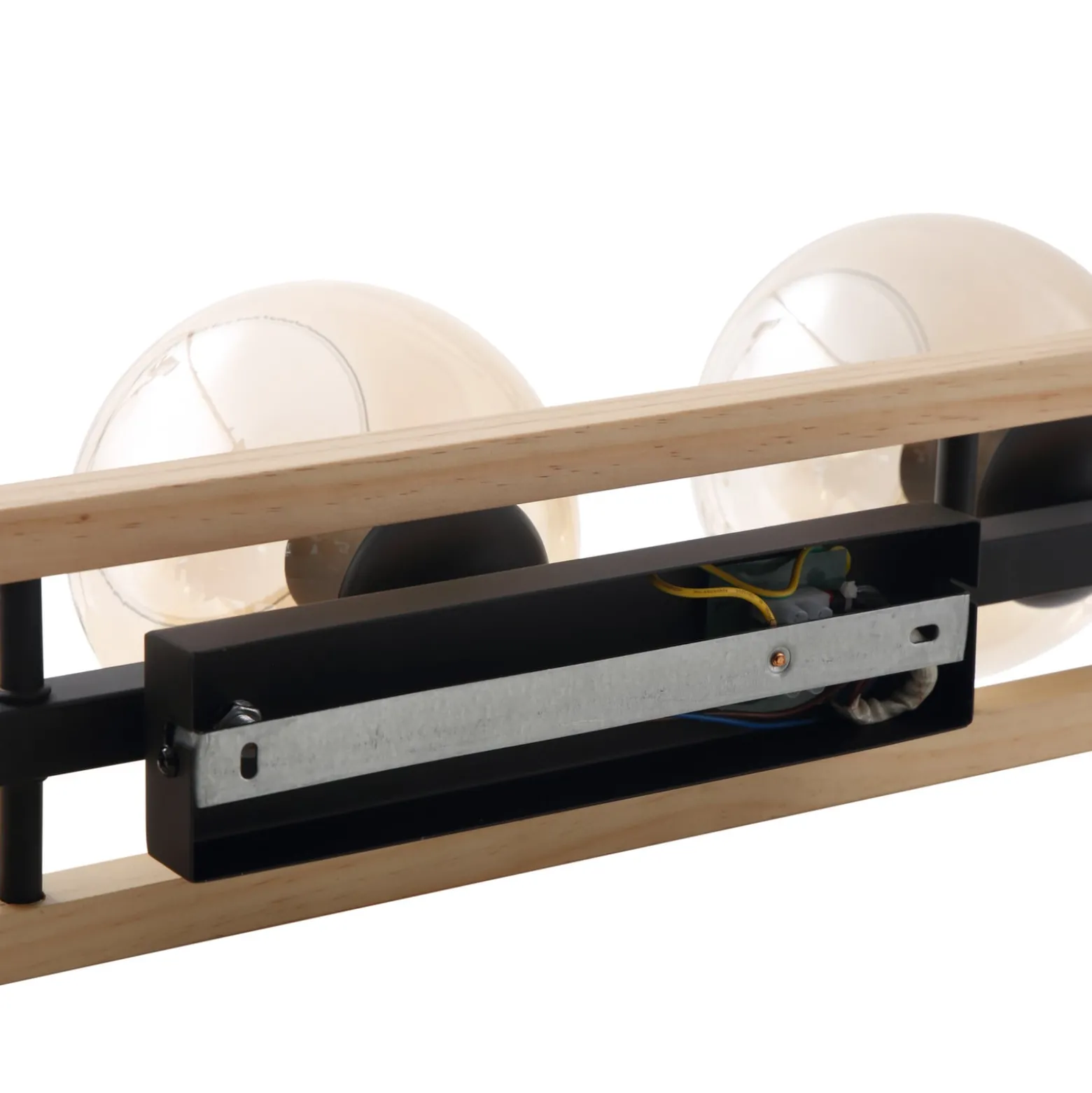 Lindby Deckenlampe Enrique, amber, 3-flg., Glas, Holz, E27