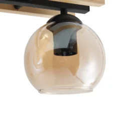 Lindby Deckenlampe Enrique, amber, 3-flg., Glas, Holz, E27