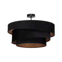 Lindby Deckenlampe Jusari, schwarz, Textil, Ø 56 cm, E27