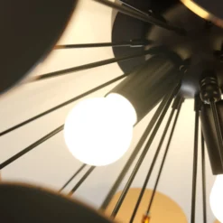 Lindby Deckenlampe Kinan, Ø 54 cm, schwarz, gold, E14