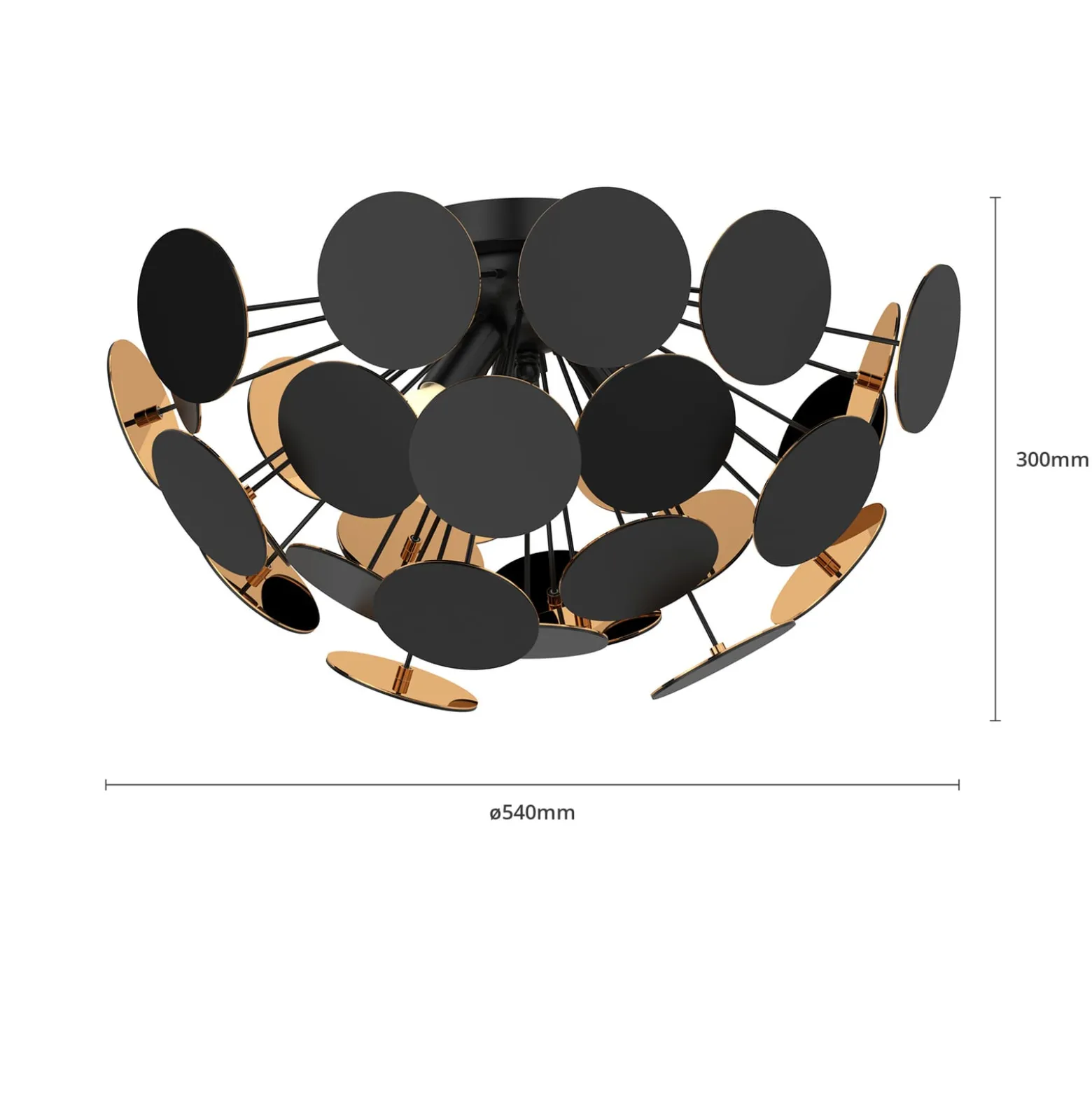Lindby Deckenlampe Kinan, Ø 54 cm, schwarz, gold, E14