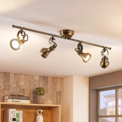 Lindby Deckenlampe Perseas, 78 cm, 4-flg., altmessing, GU10