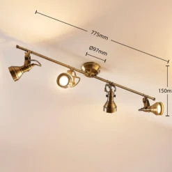 Lindby Deckenlampe Perseas, 78 cm, 4-flg., altmessing, GU10