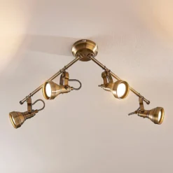Lindby Deckenlampe Perseas, 78 cm, 4-flg., altmessing, GU10